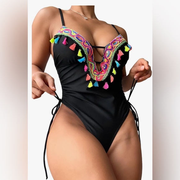 Colorful Tassel women One Piece Swimsuit NWT - Picture 1 of 5